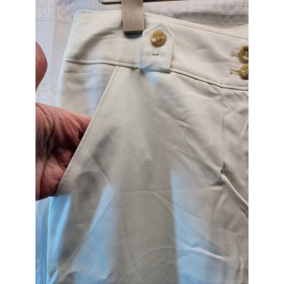 Poongin Pants Womens Medium White Wide Leg High Rise Button Up NO SIZE TAG - Picture 3 of 10